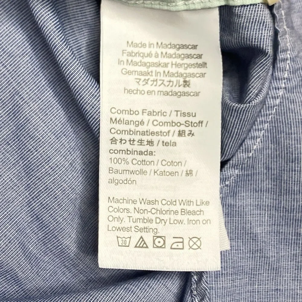 J Crew Secret Wash Shirt Mens XL Colorblock Organic Cotton Button Down Coastal‎